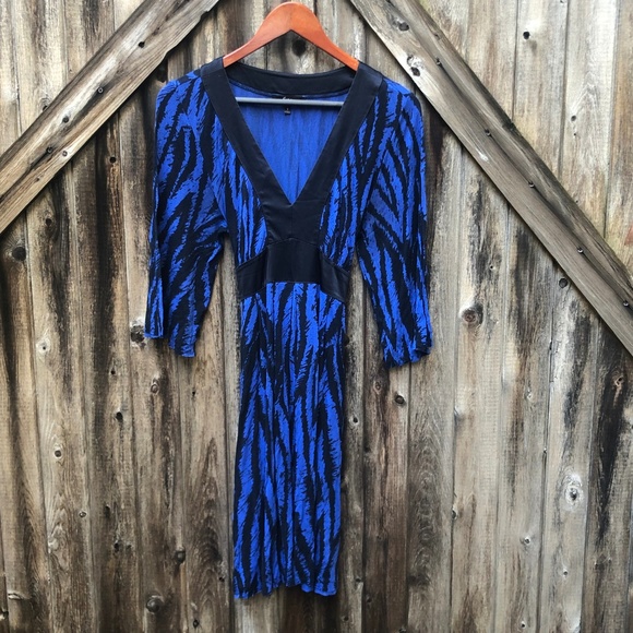 Express black & blue zebra dress - Picture 1 of 6